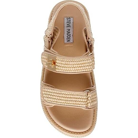 Steve Madden Women's Bigmona Sandal, Natural Raffia Beige, Size 6 - Picture 6 of 7